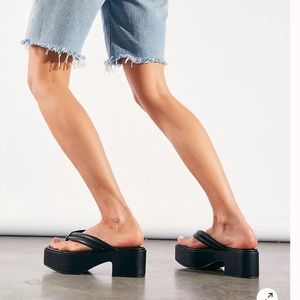 Jeffrey Campbell Finley Platform Leather Sandal Black US 11 EU 42 NWOB